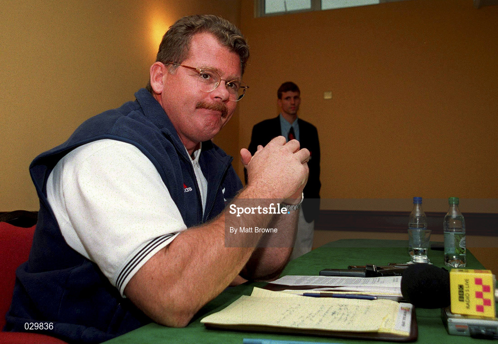 30 September 1999; USA head coach Jack Clarke during his USA team announcement, to play Ireland in Pool E of the Rugby World Cup, at Fitzpatrick's Killiney Castle Hotel in Dublin. Photo by Matt Browne/Sportsfile