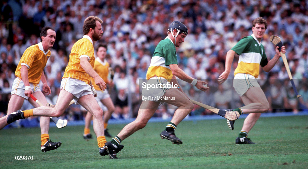 6 August 1989; Joachim Kelly of Offaly during the All-Ireland Senior Hurling Championship Semi-Final match between Antrim and Offaly at Croke Park in Dublin. Photo by Ray McManus/Sportsfile