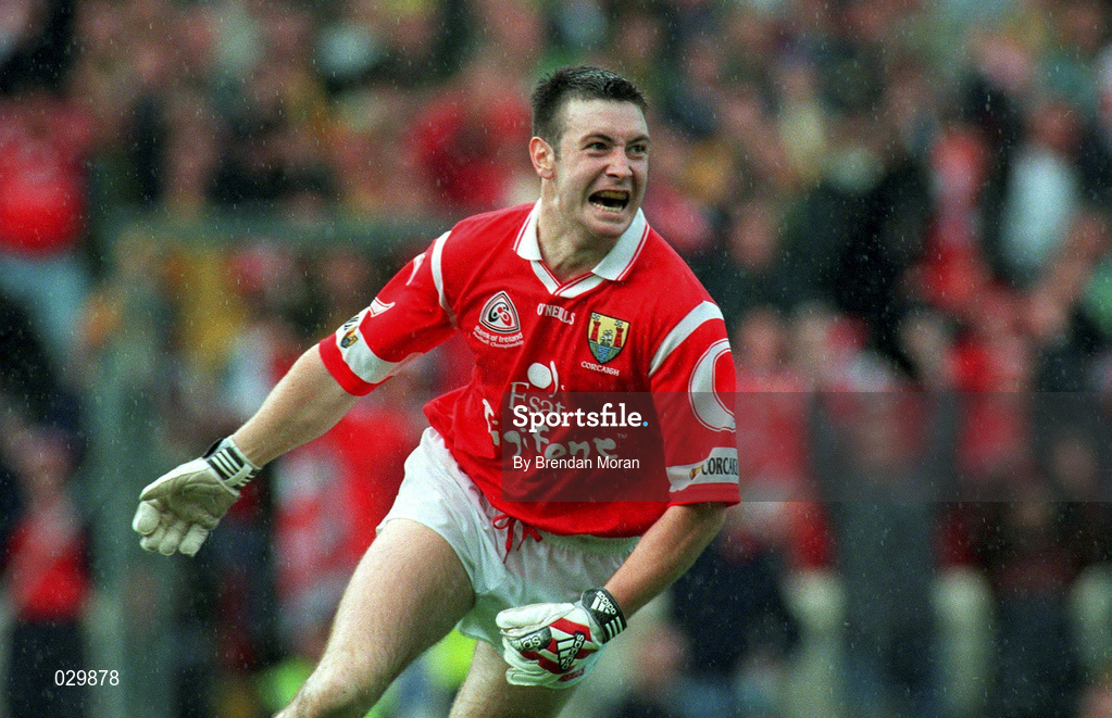 26 September 1999; Joe Kavangh of Cork celebrates after scoring his side's goal during the Bank of Ireland All-Ireland Senior Football Championship Final match between Meath and Cork at Croke Park in Dublin. Photo by Brendan Moran/Sportsfile