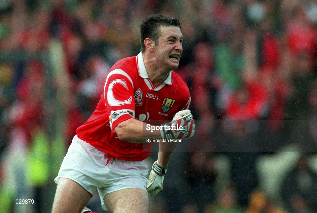 26 September 1999; Joe Kavangh of Cork celebrates after scoring his side's goal during the Bank of Ireland All-Ireland Senior Football Championship Final match between Meath and Cork at Croke Park in Dublin. Photo by Brendan Moran/Sportsfile