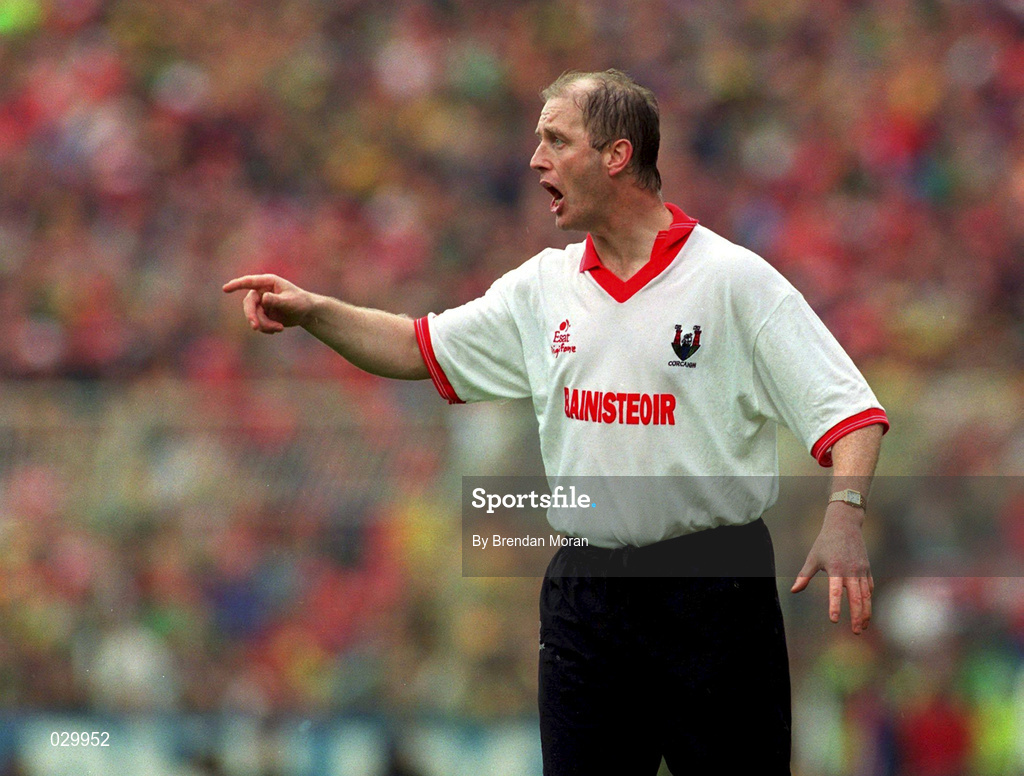 26 September 1999; Cork manager Larry Tompkins during the Bank of Ireland All-Ireland Senior Football Championship Final between Meath and Cork at Croke Park in Dublin. Photo by Brendan Moran/Sportsfile