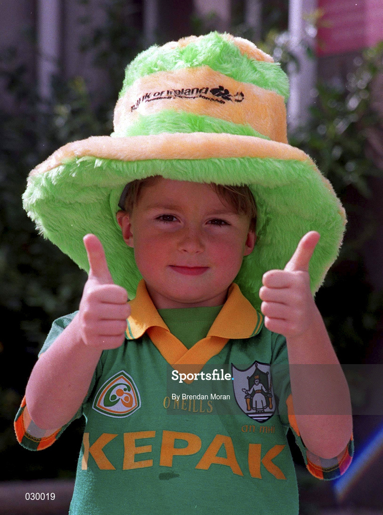 26 September 1999; Meath fan Killian Dervan prior to the Bank of Ireland All-Ireland Senior Football Championship Final between Meath and Cork at Croke Park in Dublin. Photo by Brendan Moran/Sportsfile