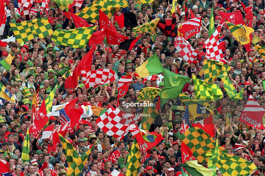 26 September 1999; Supporters from both sides during the Bank of Ireland All-Ireland Senior Football Championship Final between Meath and Cork at Croke Park in Dublin. Photo by Ray McManus/Sportsfile