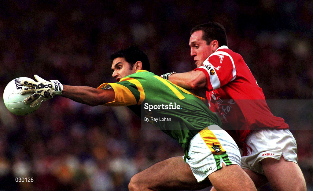 26 September 1999; Nigel Nestor of Meath in action against Ciaran O'Sullivan of Cork Bank of Ireland All-Ireland Senior Football Championship Final match between  Meath and Cork at Croke Park in Dublin. Photo by Ray Lohan/Sportsfile