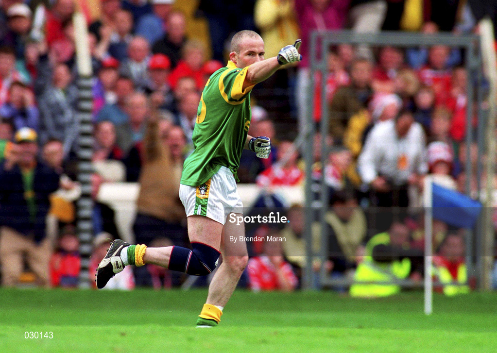 26 September 1999; Ollie Murphy of Meath celebrates after scoring his side's goal during the Bank of Ireland All-Ireland Senior Football Championship Final between Meath and Cork at Croke Park in Dublin. Photo by Brendan Moran/Sportsfile