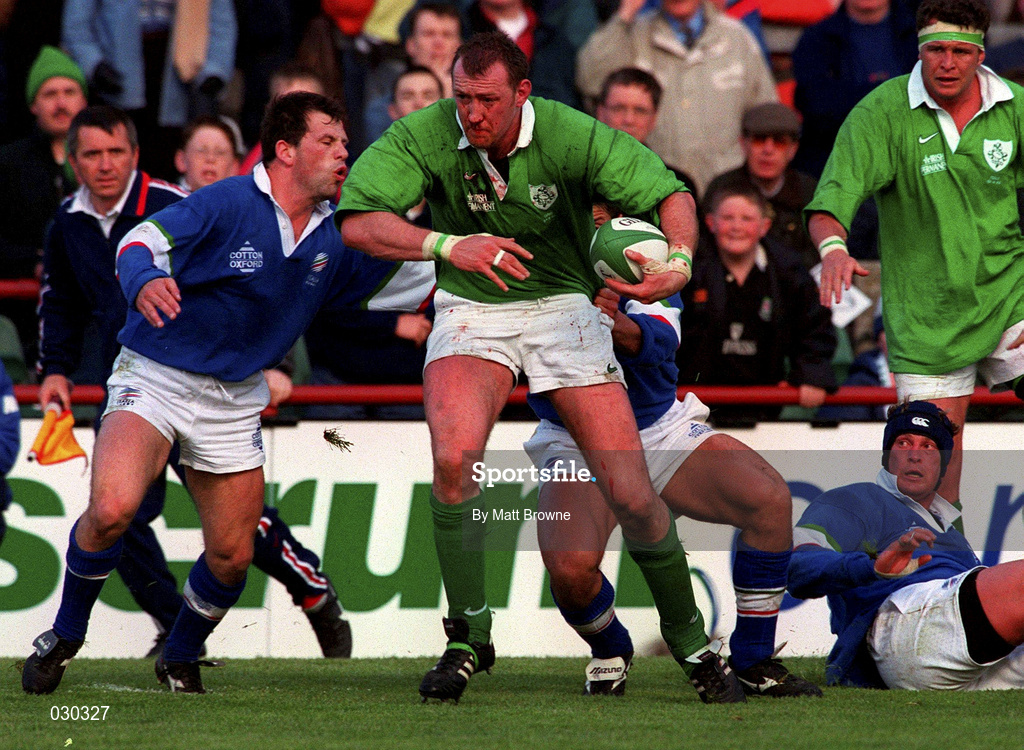 10 April 1999; Trevor Brennan of Ireland during the Rugby International match between Ireland and Italy at Lansdowne Road in Dublin. Photo by Matt Browne/Sportsfile