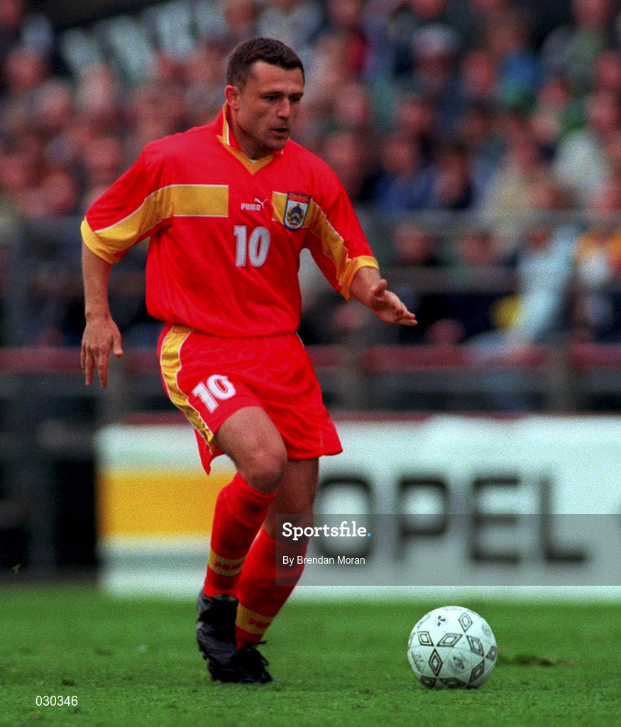 9 June 1999; Viktor Trenevski of Macedonia during the UEFA European Championships Qualifying Group 8 match between Republic of Ireland and FYR Macedonia at Lansdowne Road in Dublin. Photo by Brendan Moran/Sportsfile