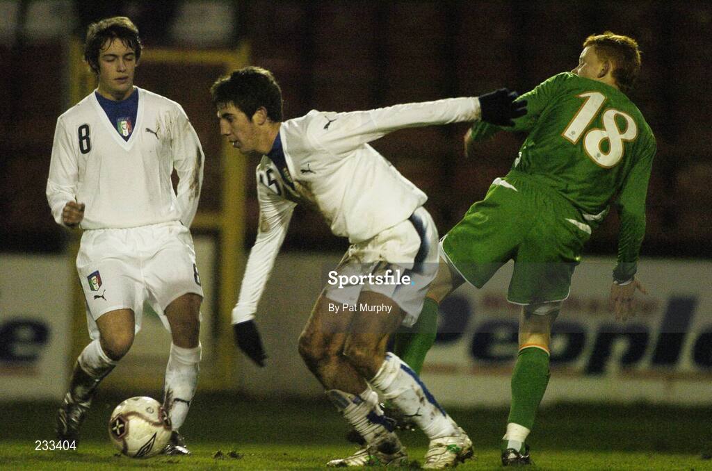 25 January 2007; Federico Masi, Italy, in action against James Cronesberry, Republic of Ireland. UEFA U17 Championships Qualifier, Republic of Ireland v Italy, Tolka Park, Dublin. Picture credit: Pat Murphy / SPORTSFILE