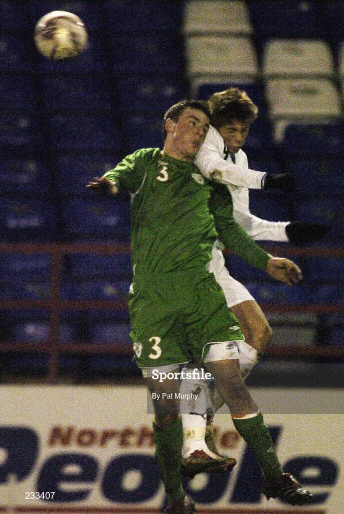 25 January 2007; Conor Kavanagh, Republic of Ireland, in action against Salvatore Caturano, Italy. UEFA U17 Championships Qualifier, Republic of Ireland v Italy, Tolka Park, Dublin. Picture credit: Pat Murphy / SPORTSFILE