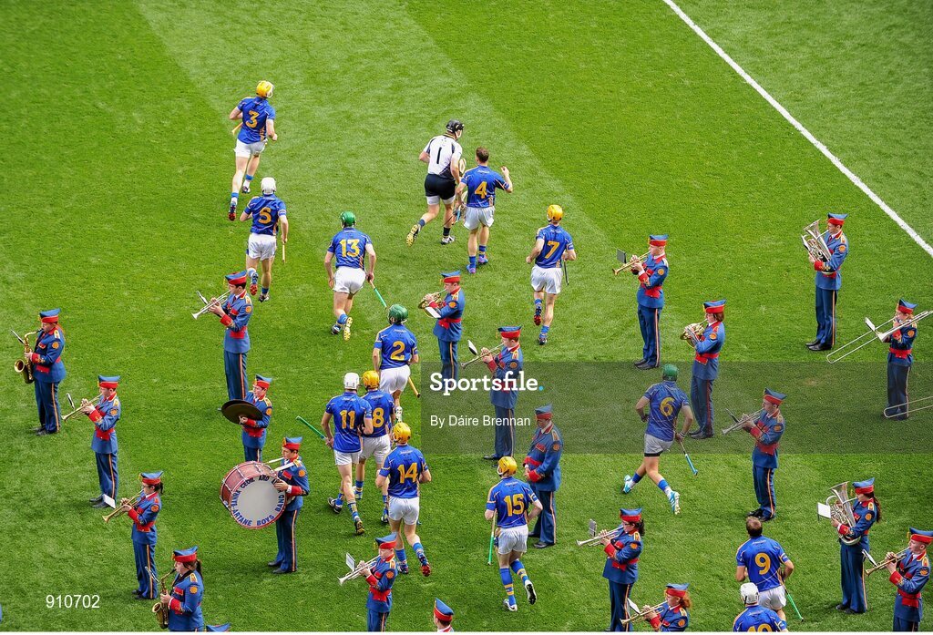 7 September 2014; The Tipperary team run through the Artane School of Music Band before the game. GAA Hurling All Ireland Senior Championship Final, Kilkenny v Tipperary. Croke Park, Dublin. Picture credit: Dáire Brennan / SPORTSFILE