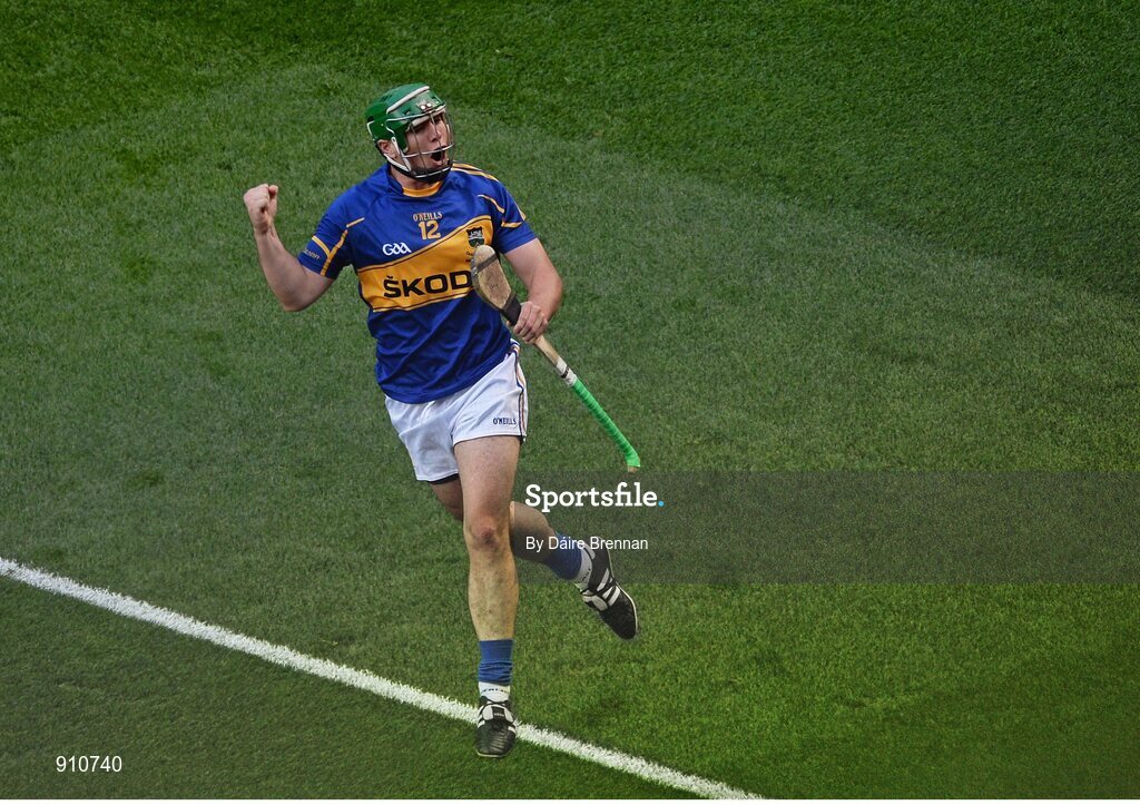 7 September 2014; John O'Dwyer, Tipperary, celebrates a late score. GAA Hurling All Ireland Senior Championship Final, Kilkenny v Tipperary. Croke Park, Dublin. Picture credit: Dáire Brennan / SPORTSFILE
