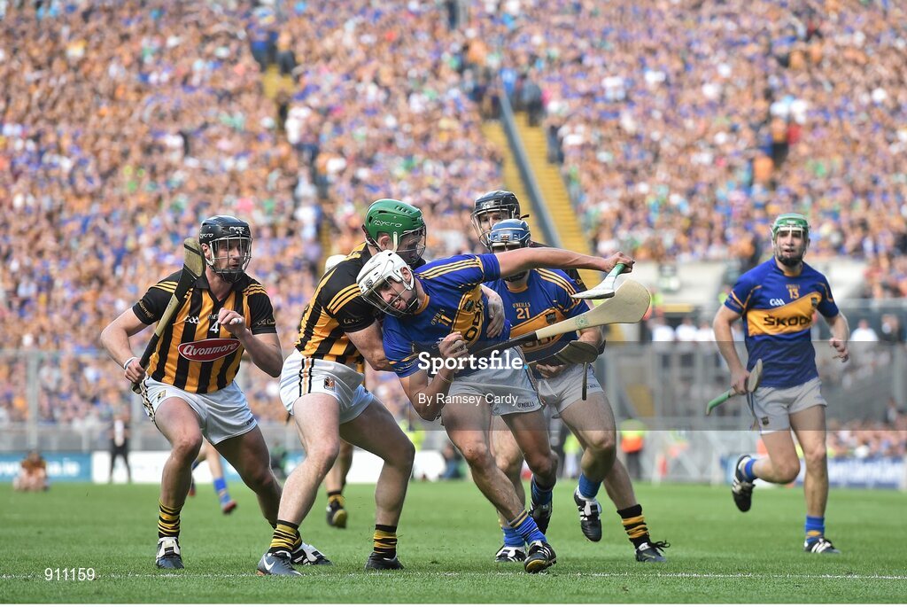 7 September 2014; Patrick Maher, Tipperary, in action against Paul Murphy, Kilkenny. GAA Hurling All Ireland Senior Championship Final, Kilkenny v Tipperary. Croke Park, Dublin. Picture credit: Ramsey Cardy / SPORTSFILE