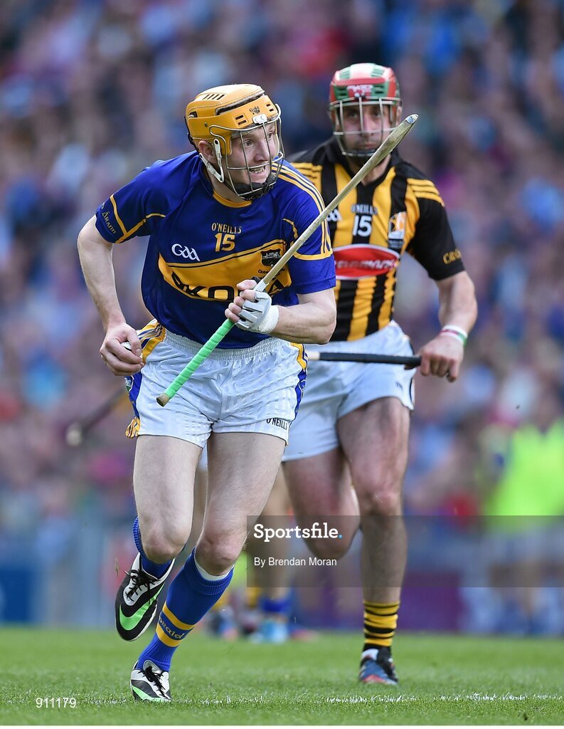 7 September 2014; Lar Corbett, Tipperary, in action against Eoin Larkin, Kilkenny. GAA Hurling All Ireland Senior Championship Final, Kilkenny v Tipperary. Croke Park, Dublin. Picture credit: Brendan Moran / SPORTSFILE
