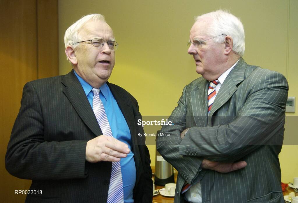 25 January 2007; At the inaugural meeting of board of the new National Sports Campus Development Authority, are board members Phil Flinter, Secretary Genetal, Department of Arts, Sport and Tourism, left, and Tom Kiernan. West End Business Park, Blanchardstown, Dublin. Picture credit: Brendan Moran / SPORTSFILE