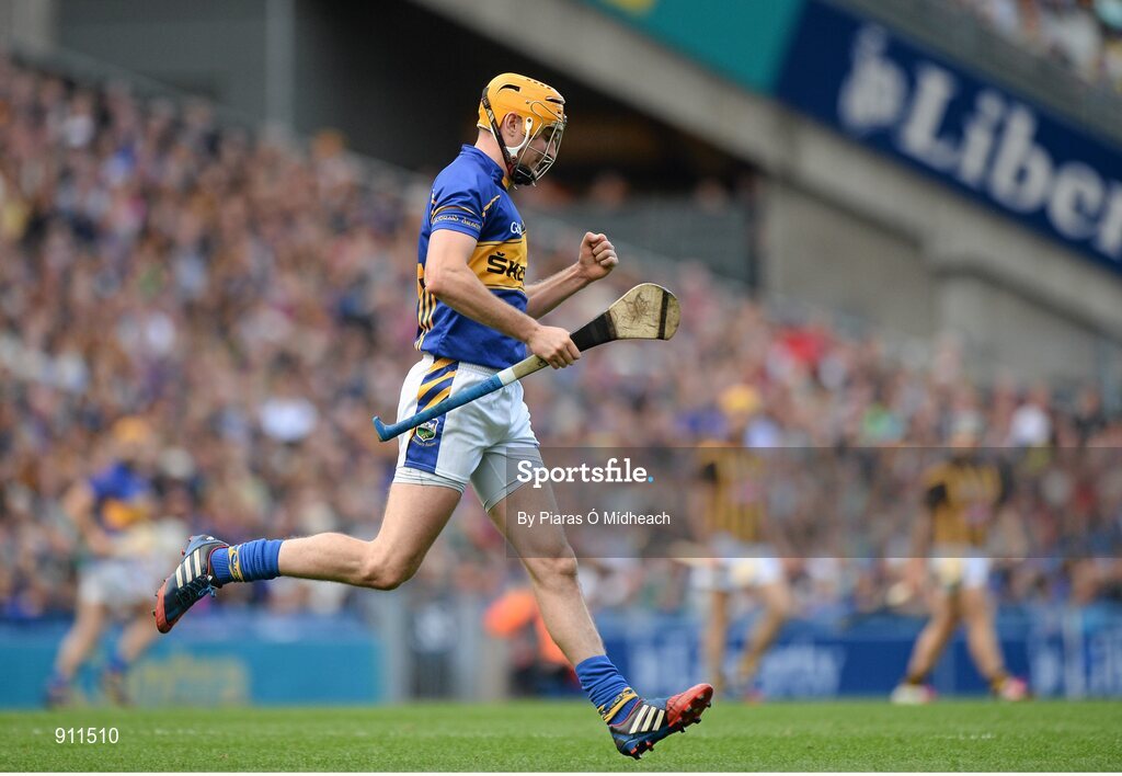 7 September 2014; Séamus Callanan, Tipperary, celebrates scoring a point. GAA Hurling All Ireland Senior Championship Final, Kilkenny v Tipperary. Croke Park, Dublin. Picture credit: Piaras Ó Mídheach / SPORTSFILE