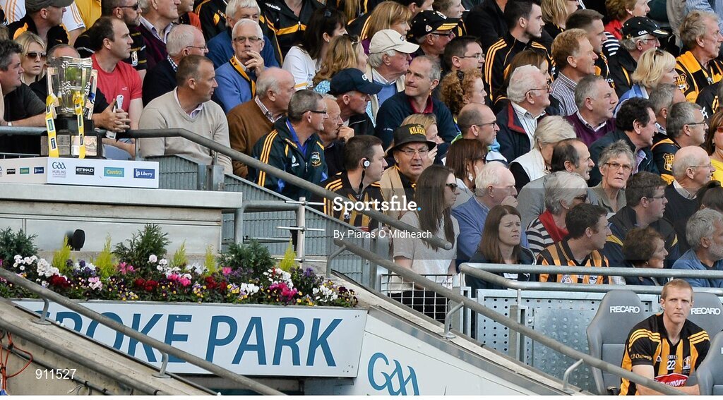 7 September 2014; Kilkenny's Henry Shefflin sits with the substitutes in the Hogan Stand near the Liam MacCarthy cup during the game. GAA Hurling All Ireland Senior Championship Final, Kilkenny v Tipperary. Croke Park, Dublin. Picture credit: Piaras Ó Mídheach / SPORTSFILE