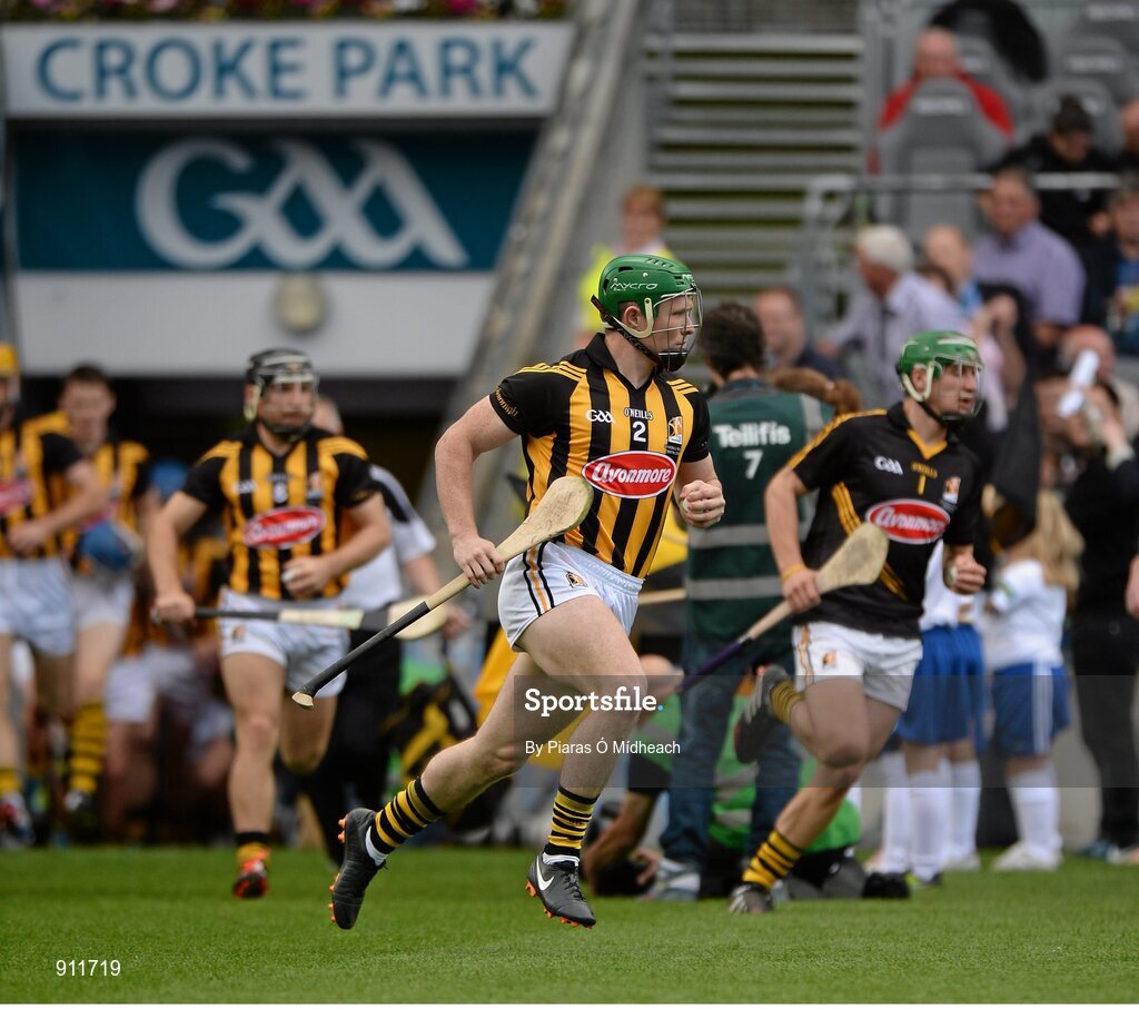 7 September 2014; Kilkenny's Richie Hogan, left, Paul Murphy, and Eoin Murphy, right, run on to the pitch before the game. GAA Hurling All Ireland Senior Championship Final, Kilkenny v Tipperary. Croke Park, Dublin. Picture credit: Piaras Ó Mídheach / SPORTSFILE