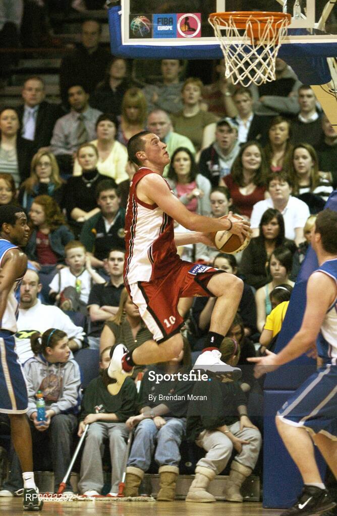 28 January 2007; Kieran Donaghy, Abrakebabra Tigers, goes up for a basket against UCC Demons. Men's Superleague National Cup Final, Abrakebabra Tigers, Tralee, Co. Kerry v UCC Demons, Cork, National Basketball Arena, Tallaght, Dublin. Picture credit: Brendan Moran / SPORTSFILE