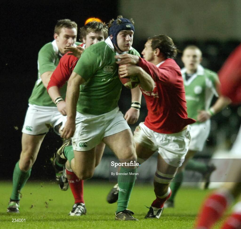 2 February 2007; David Pollock, Ireland, is tackled by James Harris, Wales. U20 Six Nations Rugby Championship, Wales v Ireland, Liberty Stadium, Swansea, Wales. Picture credit: Brendan Moran / SPORTSFILE