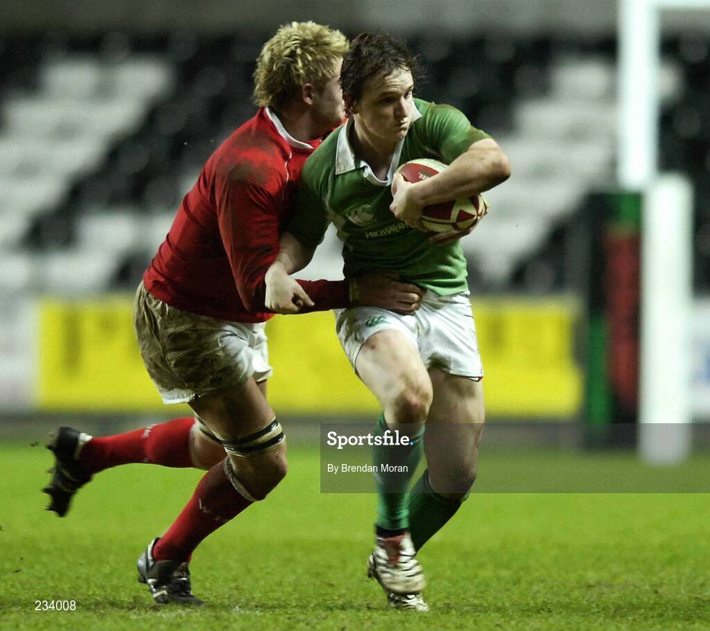 2 February 2007; Paul O'Donohoe, Ireland, is tackled by Lewis Evans, Wales. U20 Six Nations Rugby Championship, Wales v Ireland, Liberty Stadium, Swansea, Wales. Picture credit: Brendan Moran / SPORTSFILE