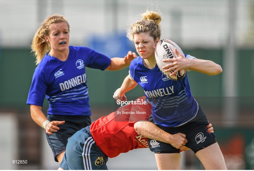 13 September 2014; Janice Daly, Leinster, is tackled by Mairead Kelly, Munster. Women’s Senior Interprovincial, Leinster v Munster, Ashbourne RFC, Ashbourne, Co. Meath. Picture credit: Brendan Moran / SPORTSFILE