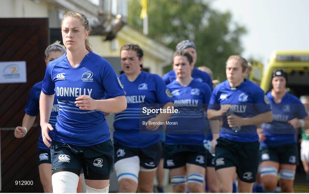 13 September 2014; Elise O'Byrne-White, Leinster, runs out with her team-mates ahead of the game. Women’s Senior Interprovincial, Leinster v Munster, Ashbourne RFC, Ashbourne, Co. Meath. Picture credit: Brendan Moran / SPORTSFILE