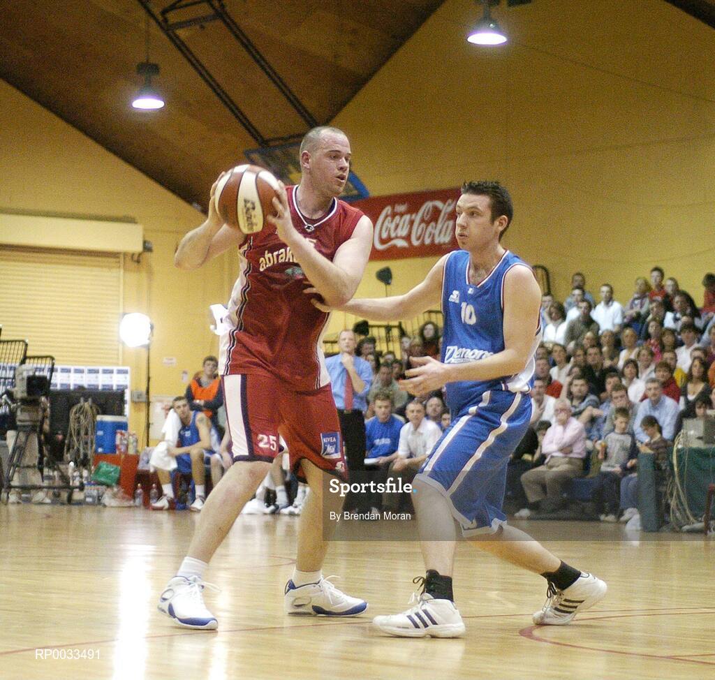28 January 2007; Michael Quirke, Abrakebabra Tigers, in action against David Murphy, UCC Demons. Men's Superleague National Cup Final, Abrakebabra Tigers, Tralee, Co. Kerry v UCC Demons, Cork, National Basketball Arena, Tallaght, Dublin. Picture credit: Brendan Moran / SPORTSFILE
