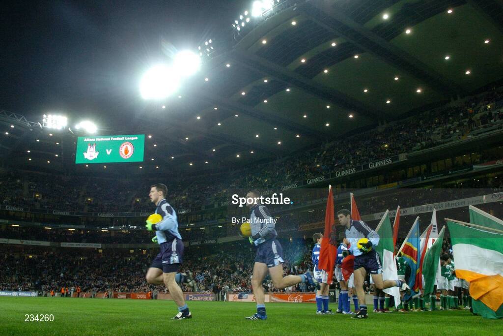 3 February 2007;The Dublin team make their way onto the pitch. Allianz NFL Division 1A, Dublin v Tyrone, Croke Park, Dublin. Picture credit: Pat Murphy / SPORTSFILE
