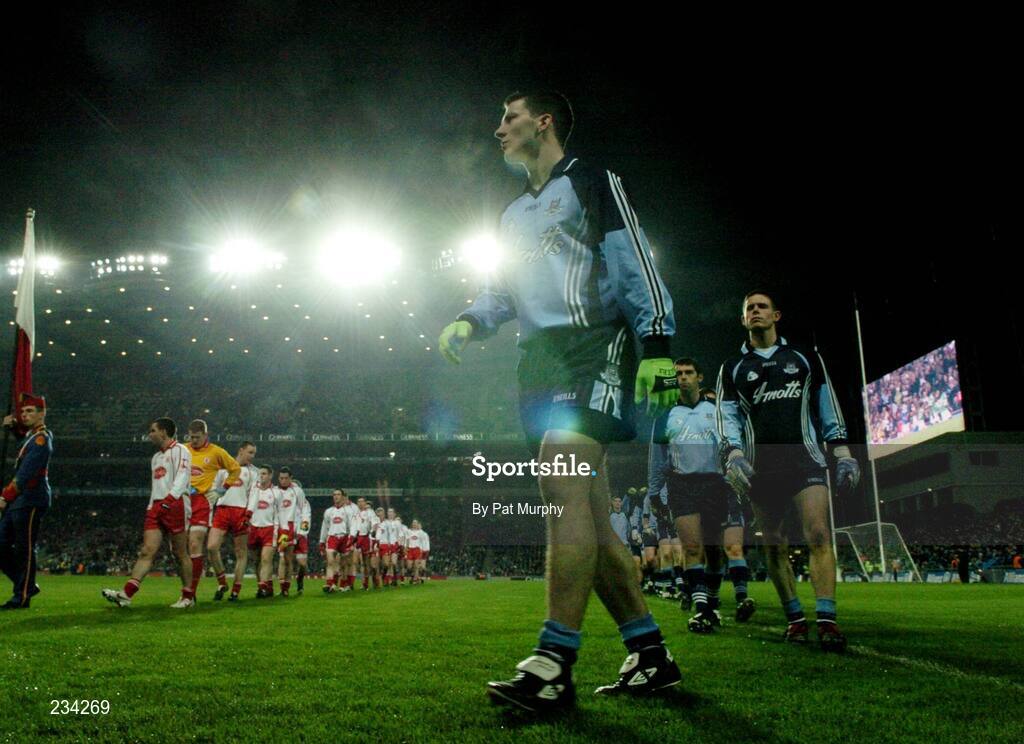 3 February 2007; The Dublin and Tyrone players during the pre-match parade. Allianz NFL Division 1A, Dublin v Tyrone, Croke Park, Dublin. Picture credit: Pat Murphy / SPORTSFILE