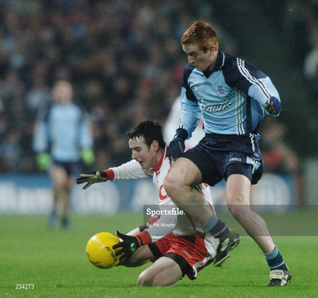 3 February 2007; Colm Donnelly, Tyrone, in action against Niall O'Shea, Dublin. Allianz NFL Division 1A, Dublin v Tyrone, Croke Park, Dublin. Picture credit: Pat Murphy / SPORTSFILE