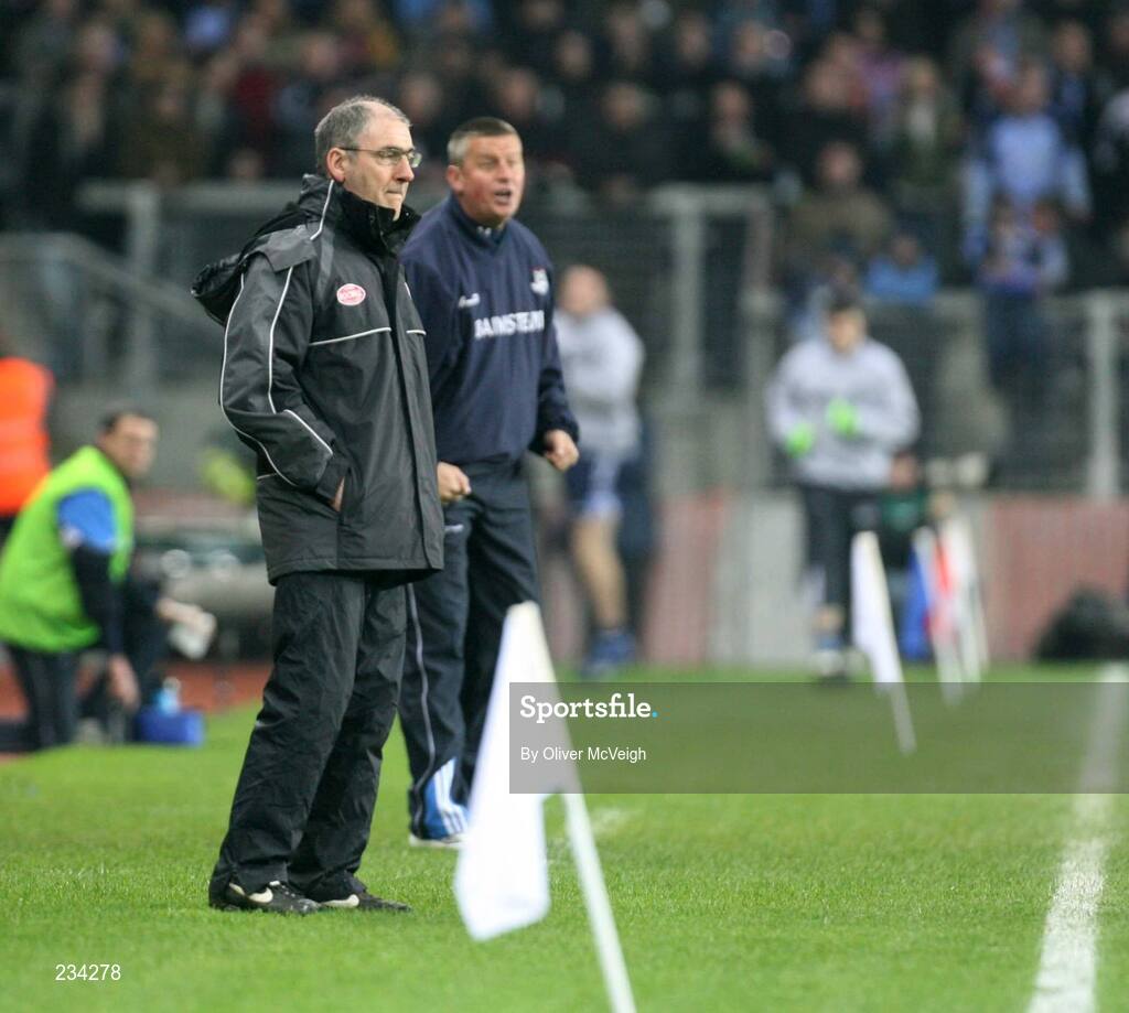 3 February 2007; Tyrone Manager Mickey Harte and Dublin manager Paul Caffrey on the sideline. Allianz NFL Division 1A, Dublin v Tyrone, Croke Park, Dublin. Picture credit: Oliver McVeigh / SPORTSFILE