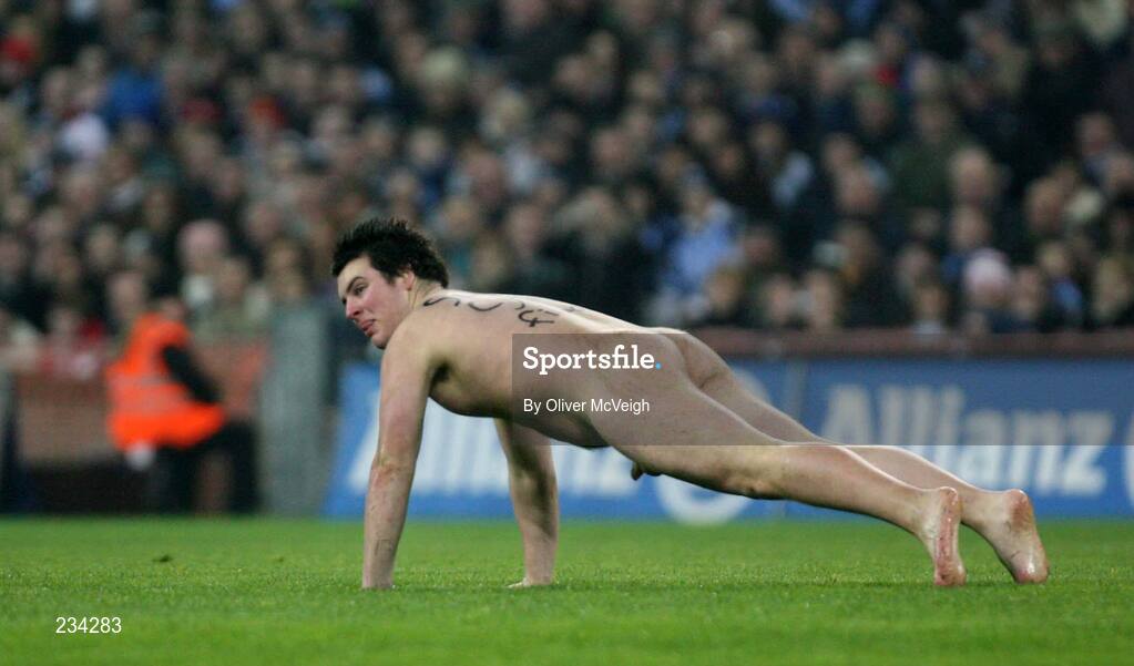 3 February 2007; A streaker on the pitch. Allianz NFL Division 1A, Dublin v Tyrone, Croke Park, Dublin. Picture credit: Oliver McVeigh / SPORTSFILE