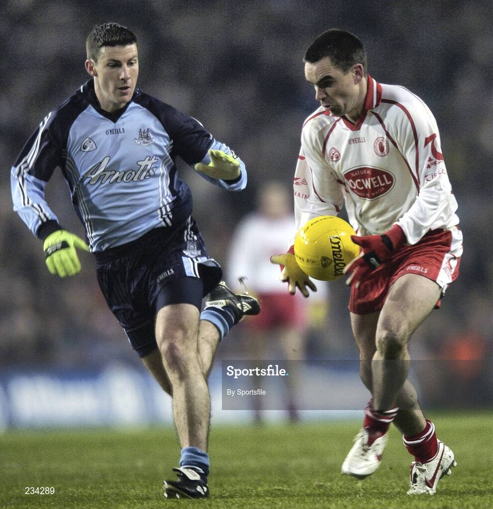 3 February 2007; Ryan McMenamin, Tyrone, in action against Colin Moran, Dublin. Allianz NFL Division 1A, Dublin v Tyrone, Croke Park, Dublin. Photo by Sportsfile *** Local Caption ***