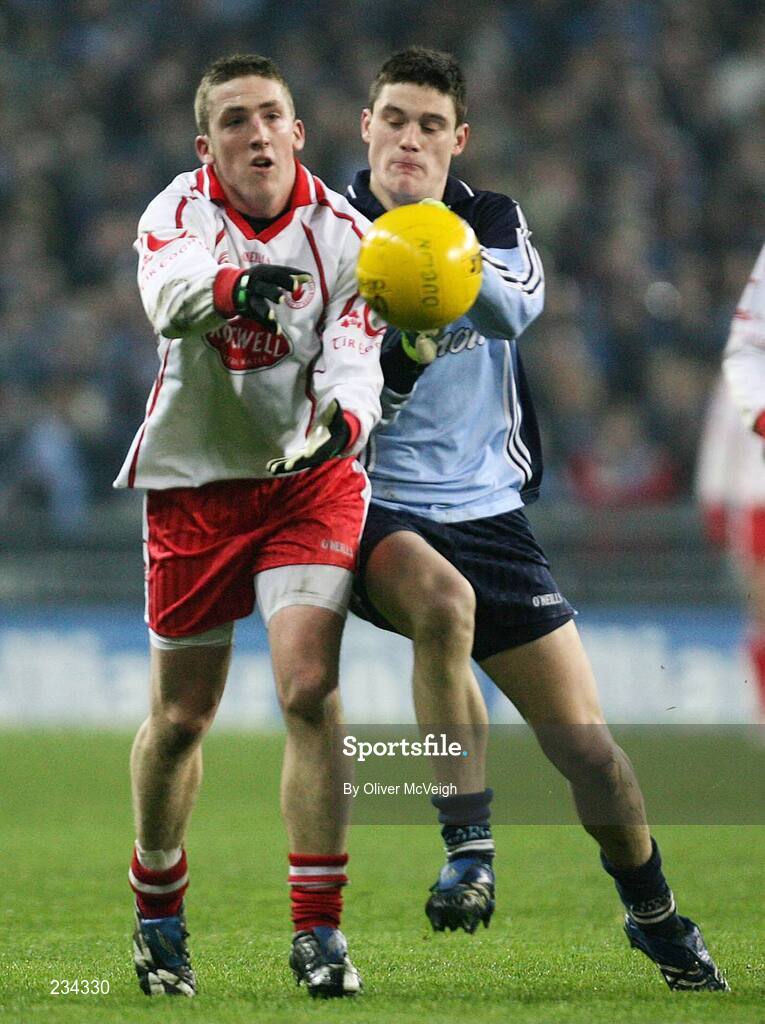 3 February 2007; Dermot Carlin, Tyrone, in action against Dairmuid Connolly, Dublin. Allianz NFL Division 1A, Dublin v Tyrone, Croke Park, Dublin. Picture credit: Oliver McVeigh / SPORTSFILE