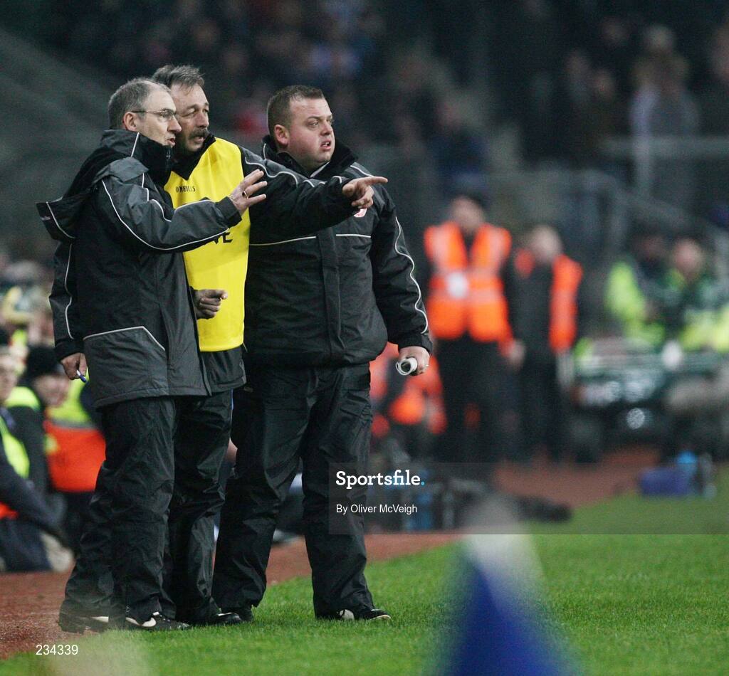 3 February 2007; Tyrone management, Mickey Harte, Tony Donnelly and Fergal McCann. Allianz NFL Division 1A, Dublin v Tyrone, Croke Park, Dublin. Picture credit: Oliver McVeigh / SPORTSFILE