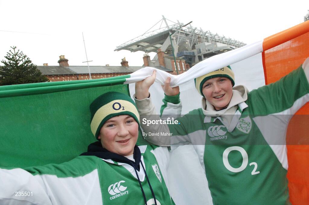 11 February 2007; Ireland supporters Lee Mitchell, left, and Eoin Margiotta, both from Dublin, outside Croke Park before the game. RBS Six Nations Rugby Championship, Ireland v France, Croke Park, Dublin. Picture Credit: David Maher / SPORTSFILE