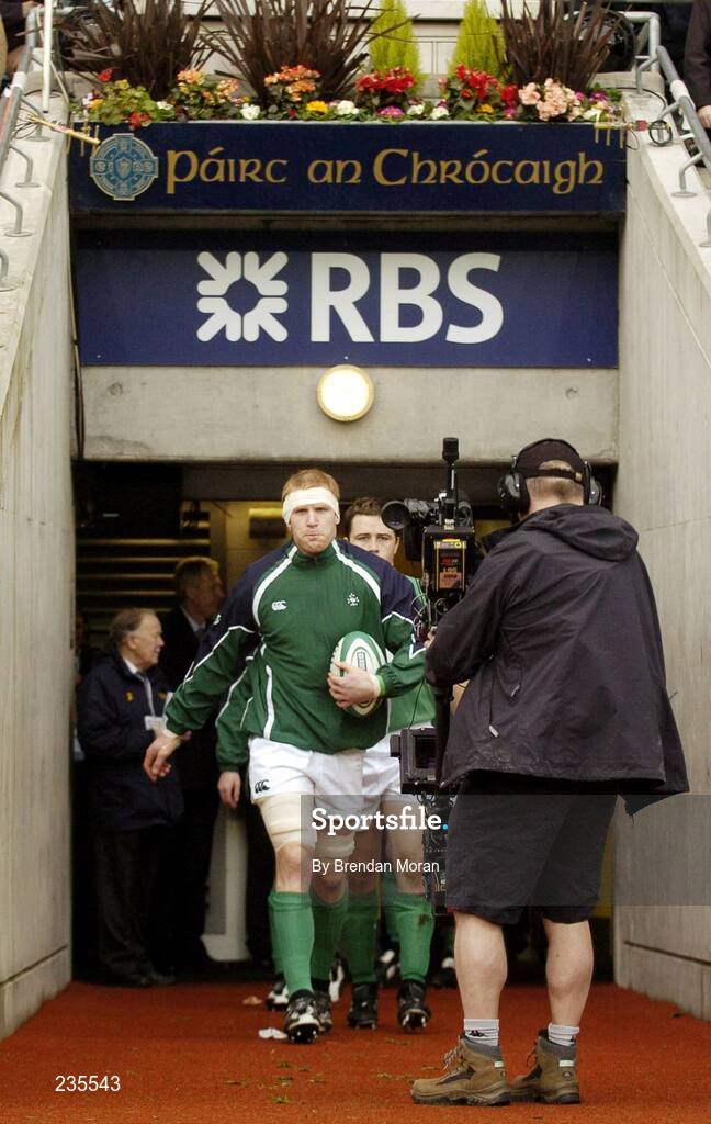 11 February 2007; Ireland captain Paul O'Connell leads his side out before the game. RBS Six Nations Rugby Championship, Ireland v France, Croke Park, Dublin. Picture Credit: Brendan Moran / SPORTSFILE