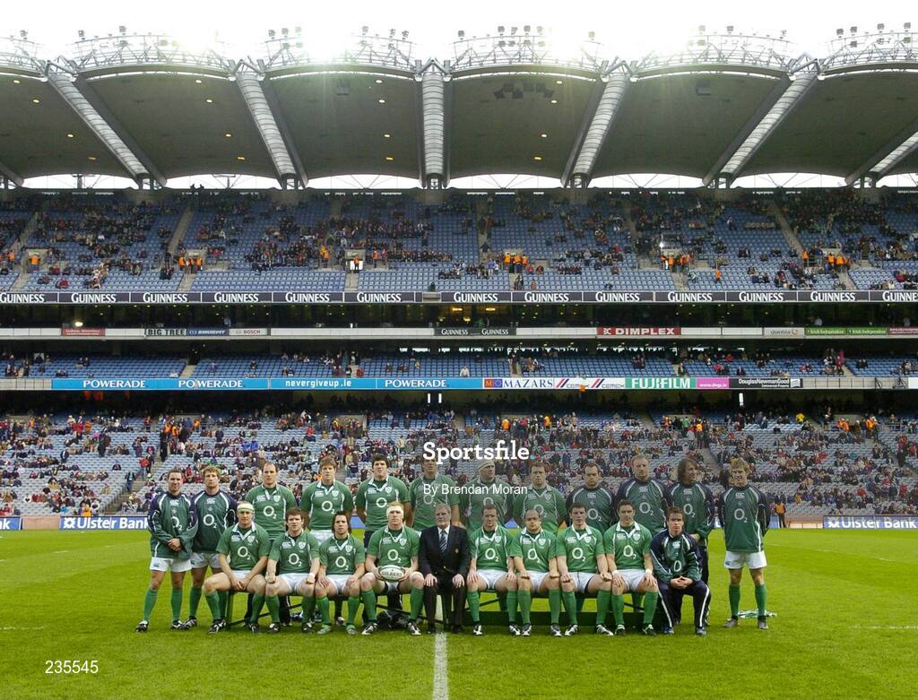 11 February 2007; The Ireland team stand for a team photograph before the game in front of the Cusack Stand. RBS Six Nations Rugby Championship, Ireland v France, Croke Park, Dublin. Picture Credit: Brendan Moran / SPORTSFILE
