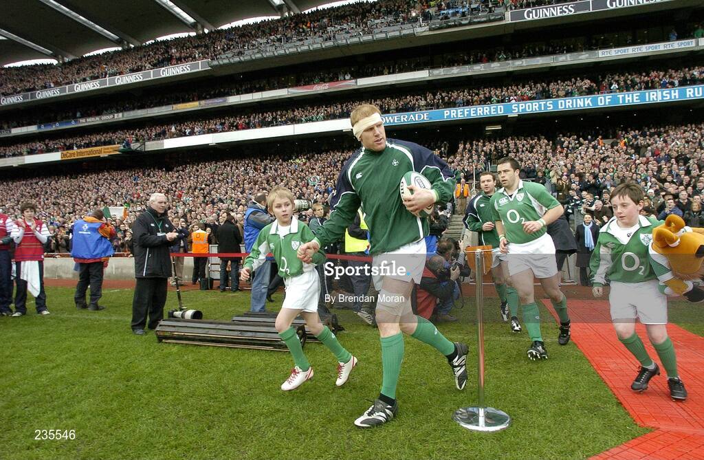 11 February 2007; Ireland captain Paul O'Connell leads his side out before the game. RBS Six Nations Rugby Championship, Ireland v France, Croke Park, Dublin. Picture Credit: Brendan Moran / SPORTSFILE