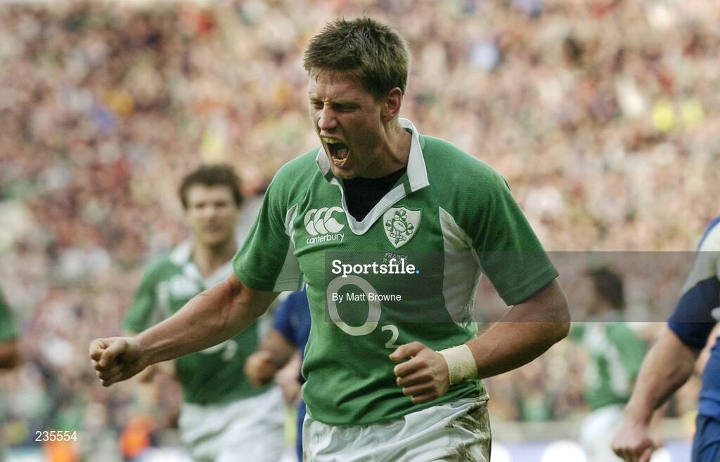 11 February 2007; Ronan O'Gara, Ireland, celebrates his try against France. RBS Six Nations Rugby Championship, Ireland v France, Croke Park, Dublin. Picture Credit: Matt Browne / SPORTSFILE