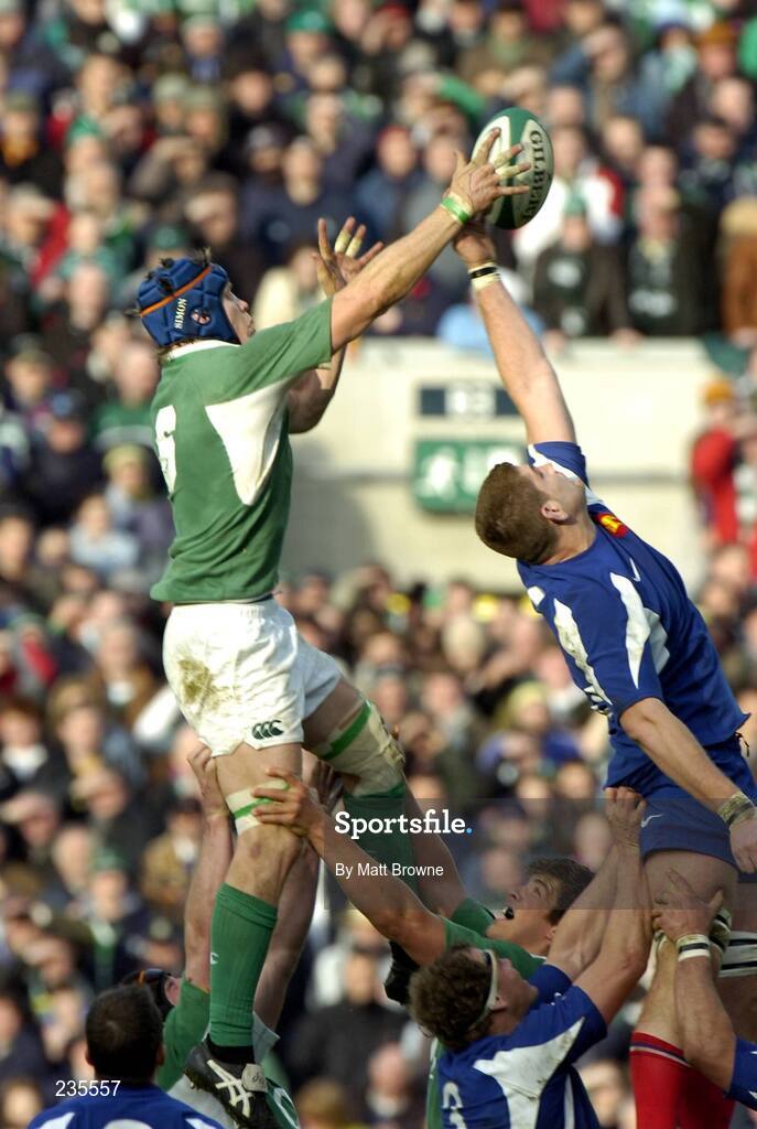 11 February 2007; Simon Easterby, Ireland, wins possession in the line-out against Pascal Pape, France. RBS Six Nations Rugby Championship, Ireland v France, Croke Park, Dublin. Picture Credit: Matt Browne / SPORTSFILE