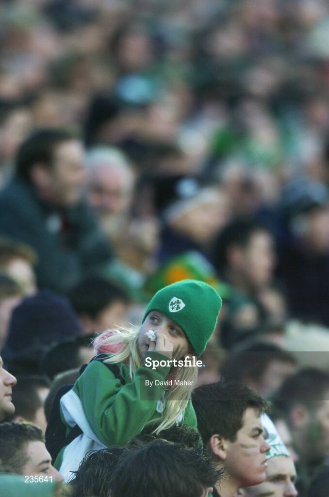 11 February 2007; A young Ireland supporter checks the score board during the closing stages of the game. RBS Six Nations Rugby Championship, Ireland v France, Croke Park, Dublin. Picture Credit: David Maher / SPORTSFILE