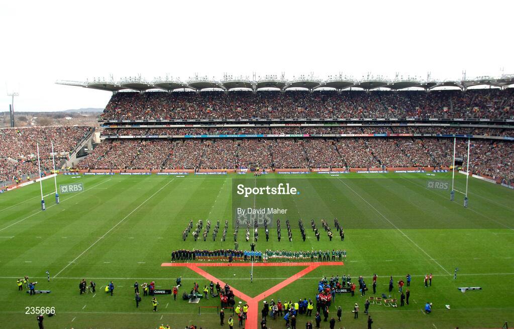 11 February 2007; A general view of the two team's before the start of the game. RBS Six Nations Rugby Championship, Ireland v France, Croke Park, Dublin. Picture Credit: David Maher / SPORTSFILE