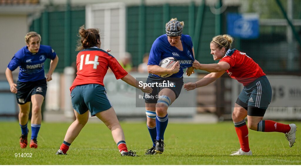 13 September 2014; Orla Fitzpareick, Leinster, is tackled by Nicola Scully, Munster. Women’s Senior Interprovincial, Leinster v Munster, Ashbourne RFC, Ashbourne, Co. Meath. Picture credit; Cody Glenn / SPORTSFILE