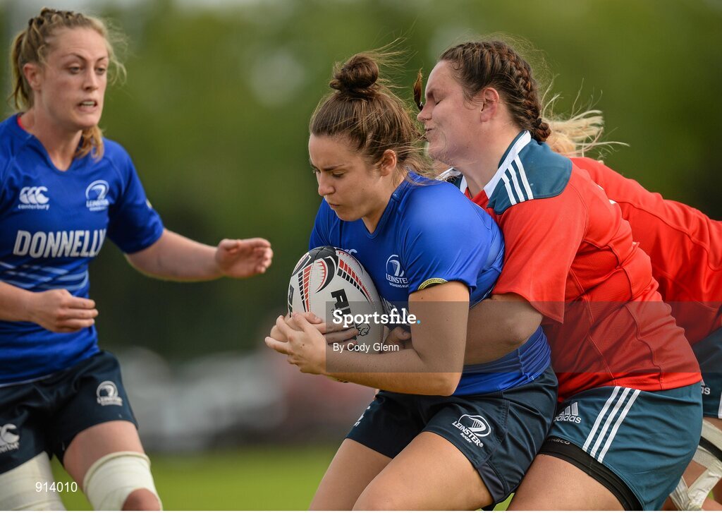 13 September 2014; Kim Flood, Leinster, is tackled by Ger Rea, Munster. Women’s Senior Interprovincial, Leinster v Munster, Ashbourne RFC, Ashbourne, Co. Meath. Picture credit; Cody Glenn / SPORTSFILE