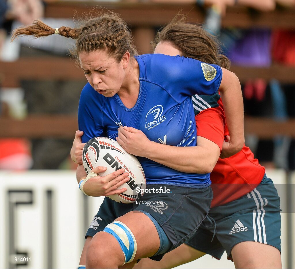 13 September 2014; Katie Norris, Leinster, is tackled by Deirbhile Nic A Bhaird, Munster. Women’s Senior Interprovincial, Leinster v Munster, Ashbourne RFC, Ashbourne, Co. Meath. Picture credit; Cody Glenn / SPORTSFILE