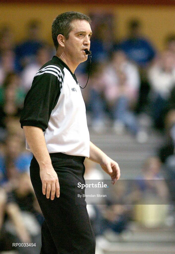 28 January 2007; Paul Dempsey, Referee. Men's Superleague National Cup Final, Abrakebabra Tigers, Tralee, Co. Kerry v UCC Demons, Cork, National Basketball Arena, Tallaght, Dublin. Picture credit: Brendan Moran / SPORTSFILE