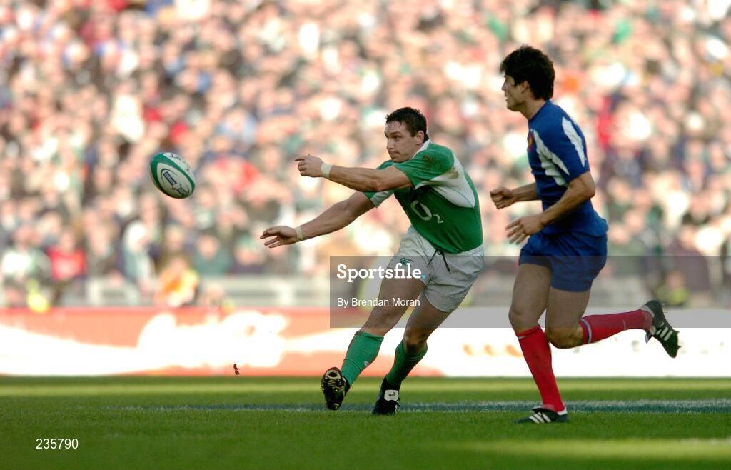 11 February 2007; David Wallace, Ireland, in action against David Skrela, France. RBS Six Nations Rugby Championship, Ireland v France, Croke Park, Dublin. Picture Credit: Brendan Moran / SPORTSFILE