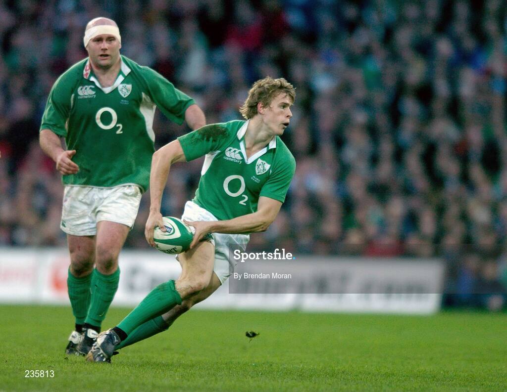11 February 2007; Andrew Trimble, Ireland, supported by John Hayes. RBS Six Nations Rugby Championship, Ireland v France, Croke Park, Dublin. Picture Credit: Brendan Moran / SPORTSFILE