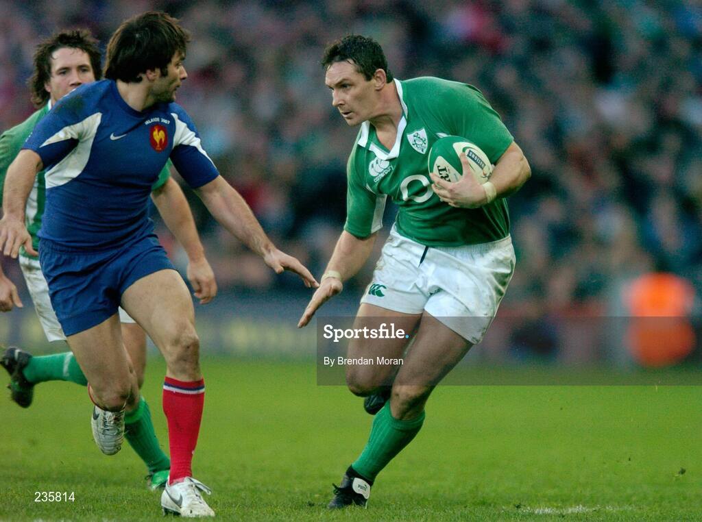 11 February 2007; David Wallace, Ireland, in action against Christophe Dominici, France. RBS Six Nations Rugby Championship, Ireland v France, Croke Park, Dublin. Picture Credit: Brendan Moran / SPORTSFILE